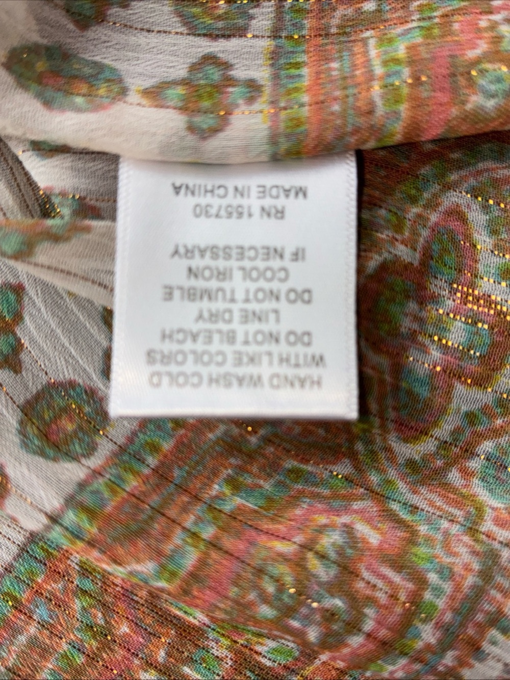Rose & Olive Paisley V-Neck Blouse in Cream, Olive & Terracotta - Picture 9 of 9